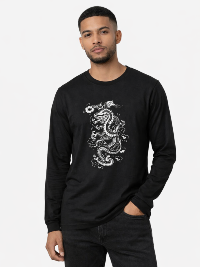 WHITE PRINT MYSTIC DRAGON T-SHIRT